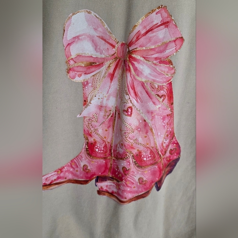 Women's Beige Sweater with Pink Boot Design - Picture 4 of 5